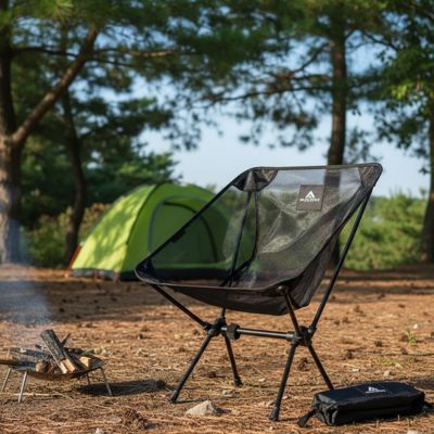 chaise de camping noir bois 