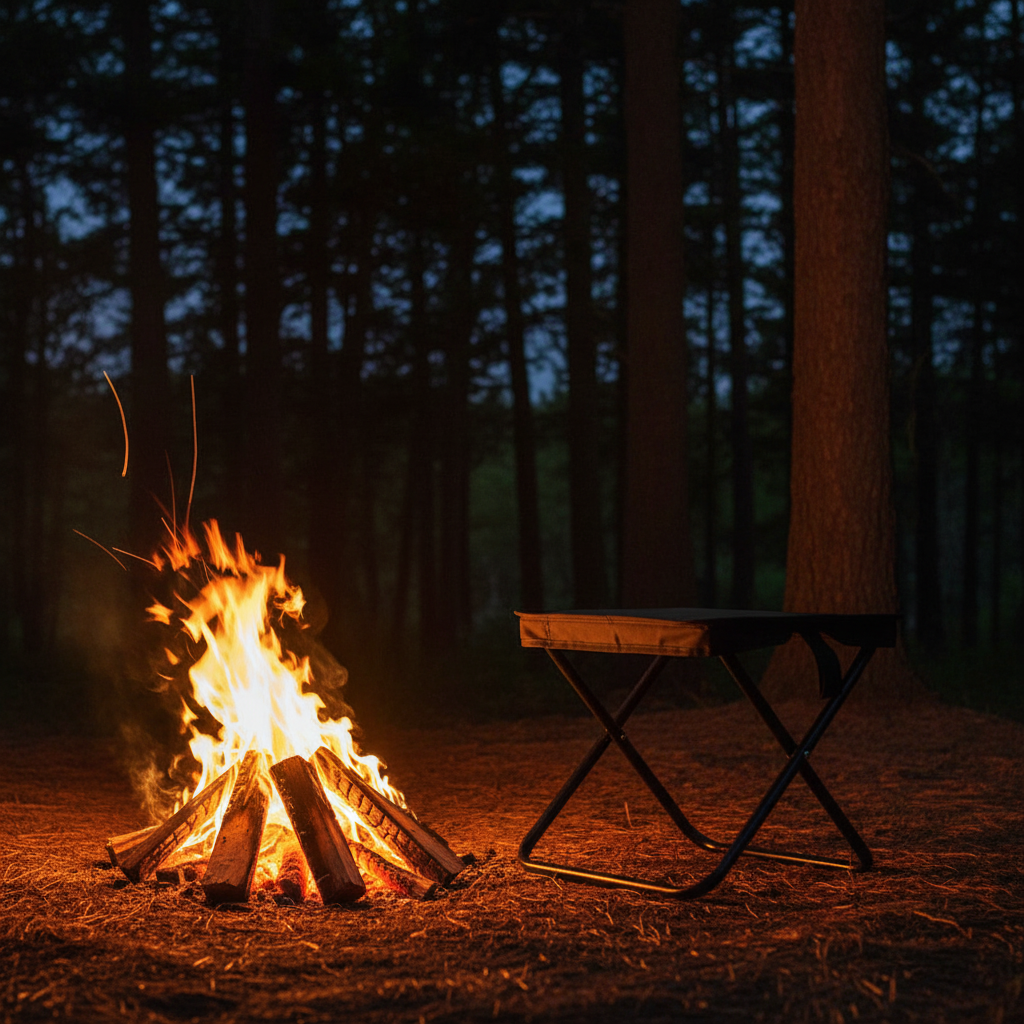 chaise de camping tabouret feu