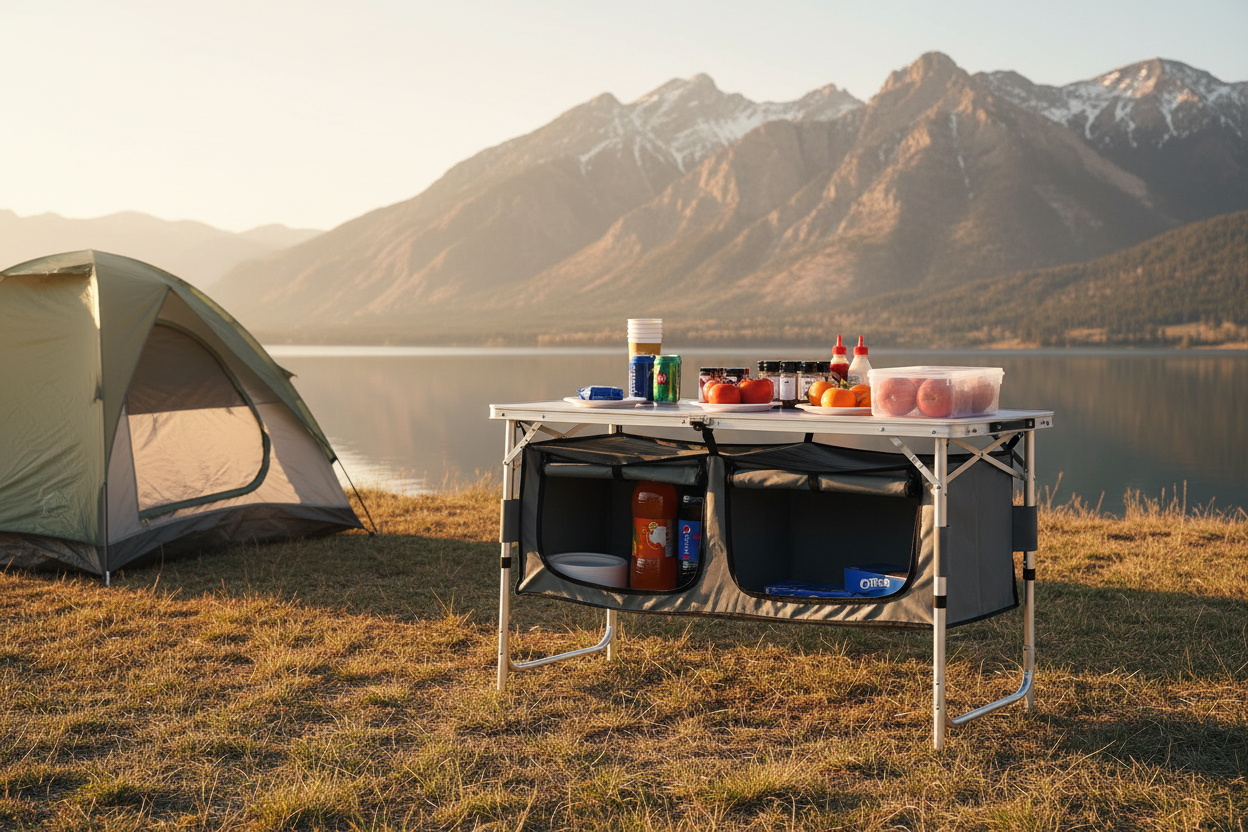 Table de camping au camping