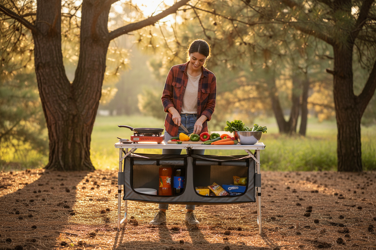 table de camping Cuisine en camping
