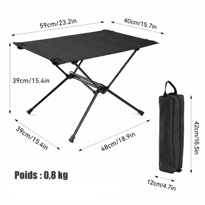 table de camping dimension